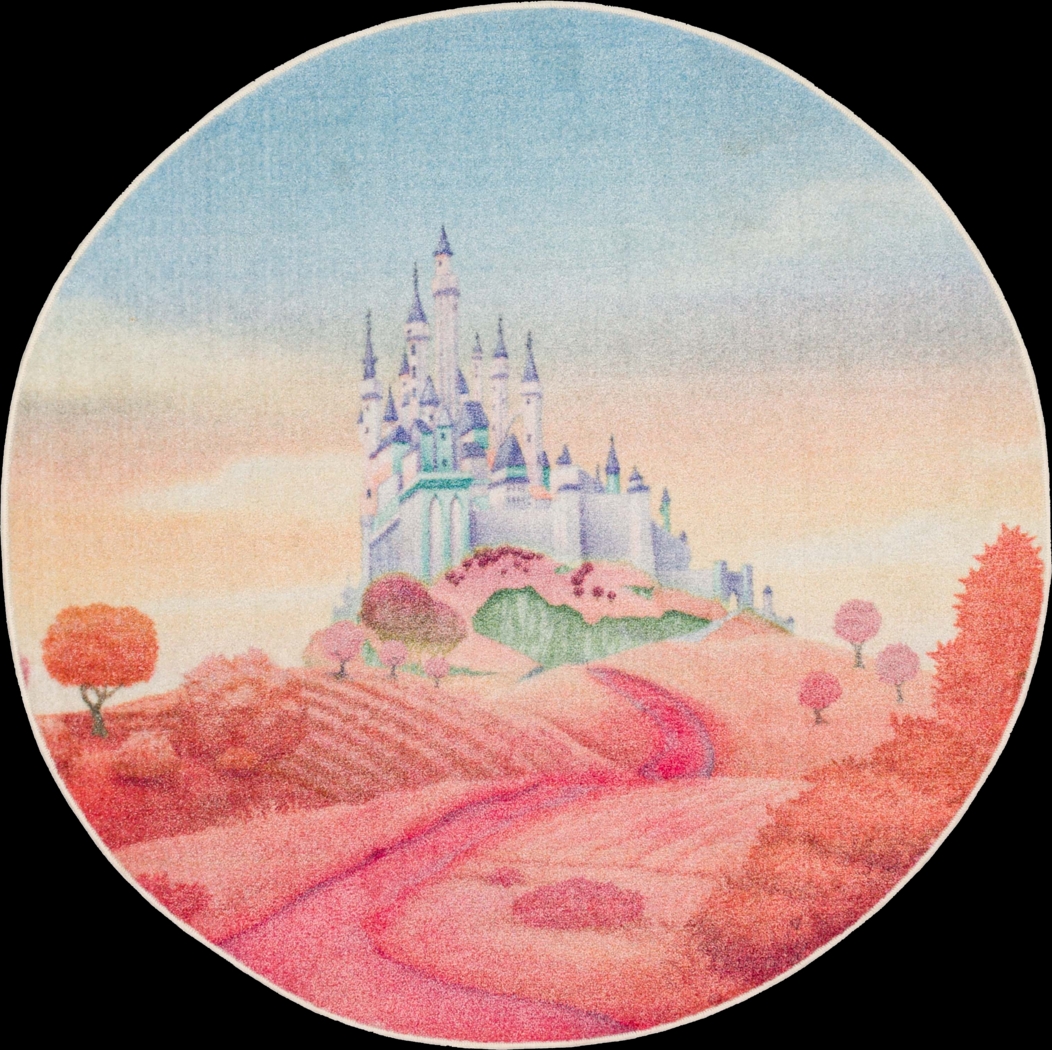 Disney's Princess Castle Pink 8' Round Rug - Thumbnail - Image 1