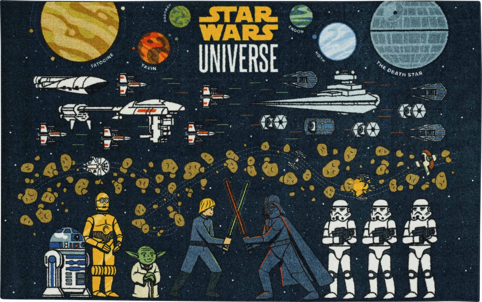 Kids Star Wars Collage Black 3'6 x 5' Rug - Thumbnail - Image 1
