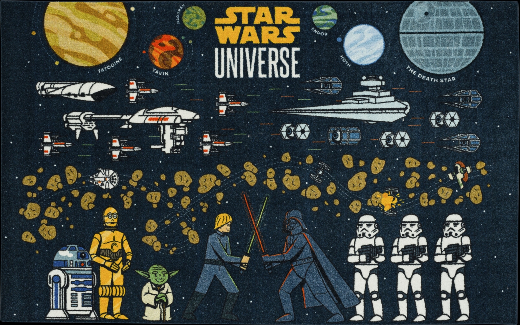 Kids Star Wars Collage Black 5' x 8' Rug - Thumbnail - Image 1