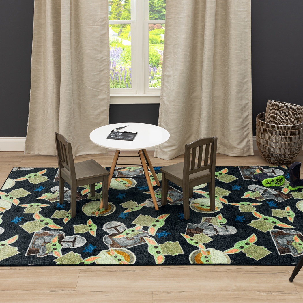 Kids Star Wars Grogu Collage Black 8' x 10' Rug - Thumbnail - Image 3