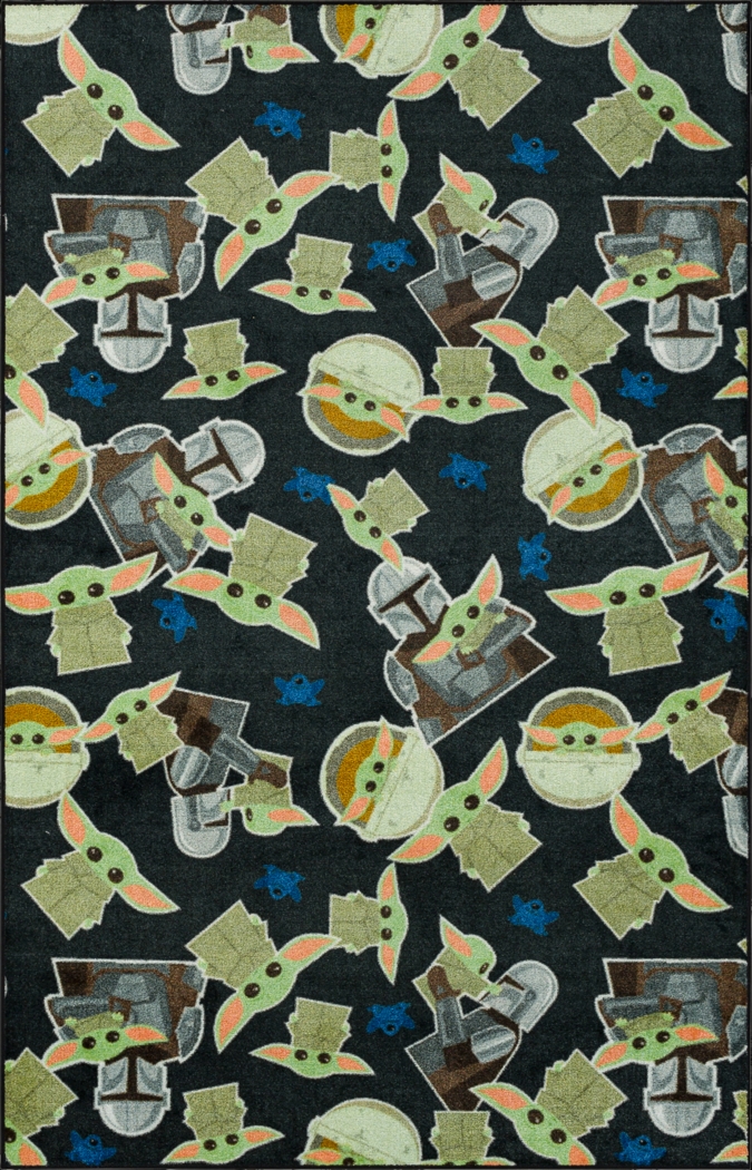 Kids Star Wars Grogu Collage Black 8' x 10' Rug - Thumbnail - Image 1