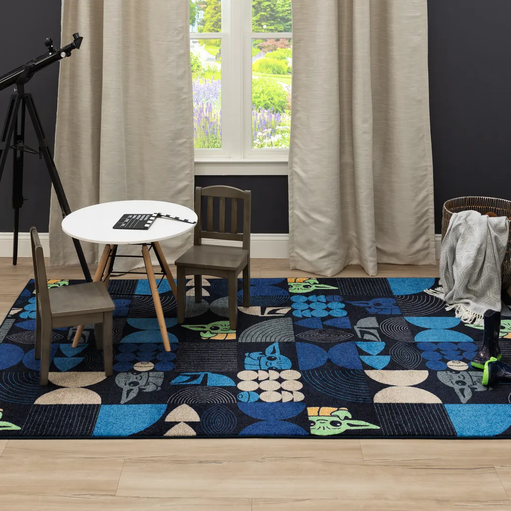 Kids Star Wars Grogu Mid Mod Navy 3'5 x 5'2 Rug - Thumbnail - Image 3