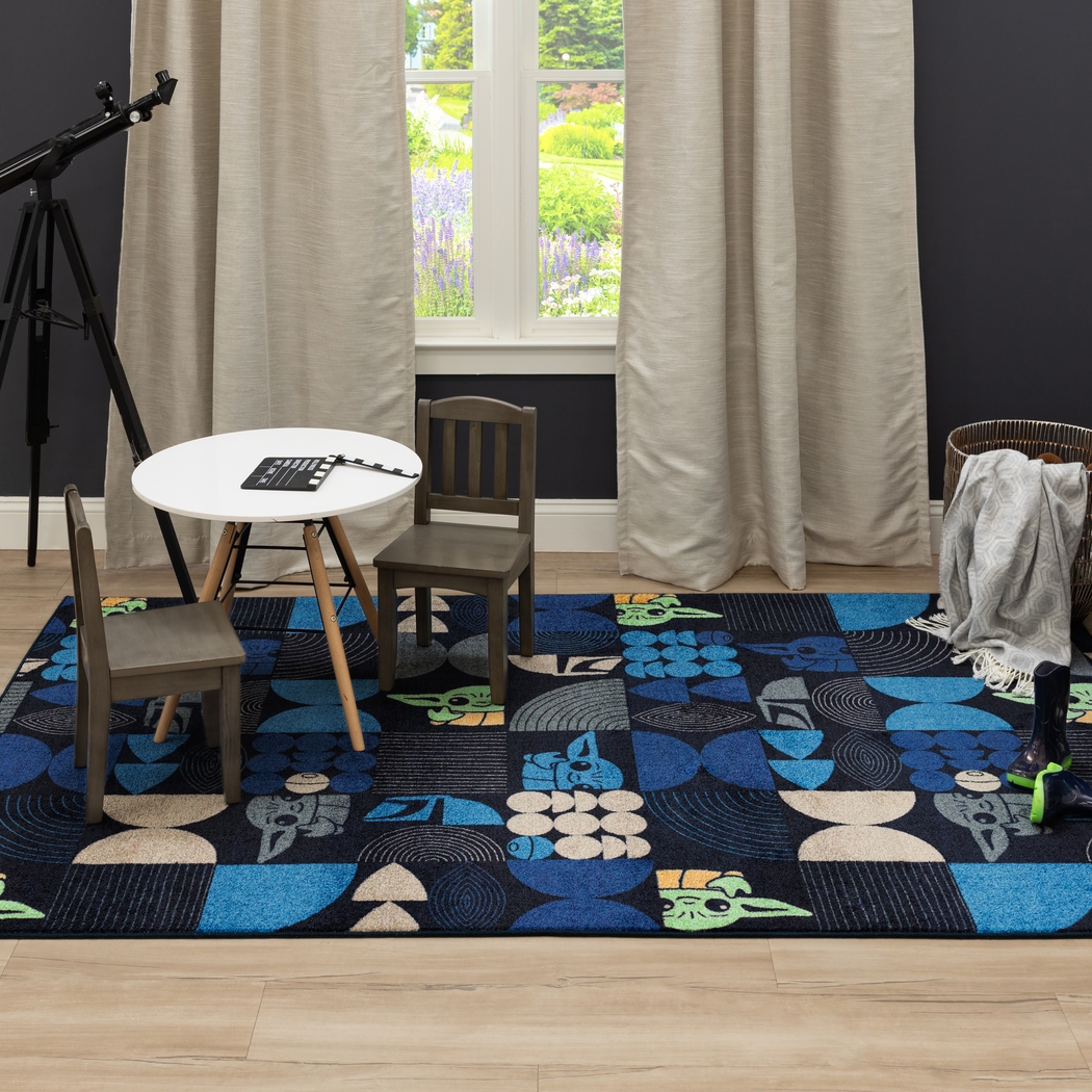 Kids Star Wars Grogu Mid Mod Navy 5' x 7' Rug - Thumbnail - Image 3