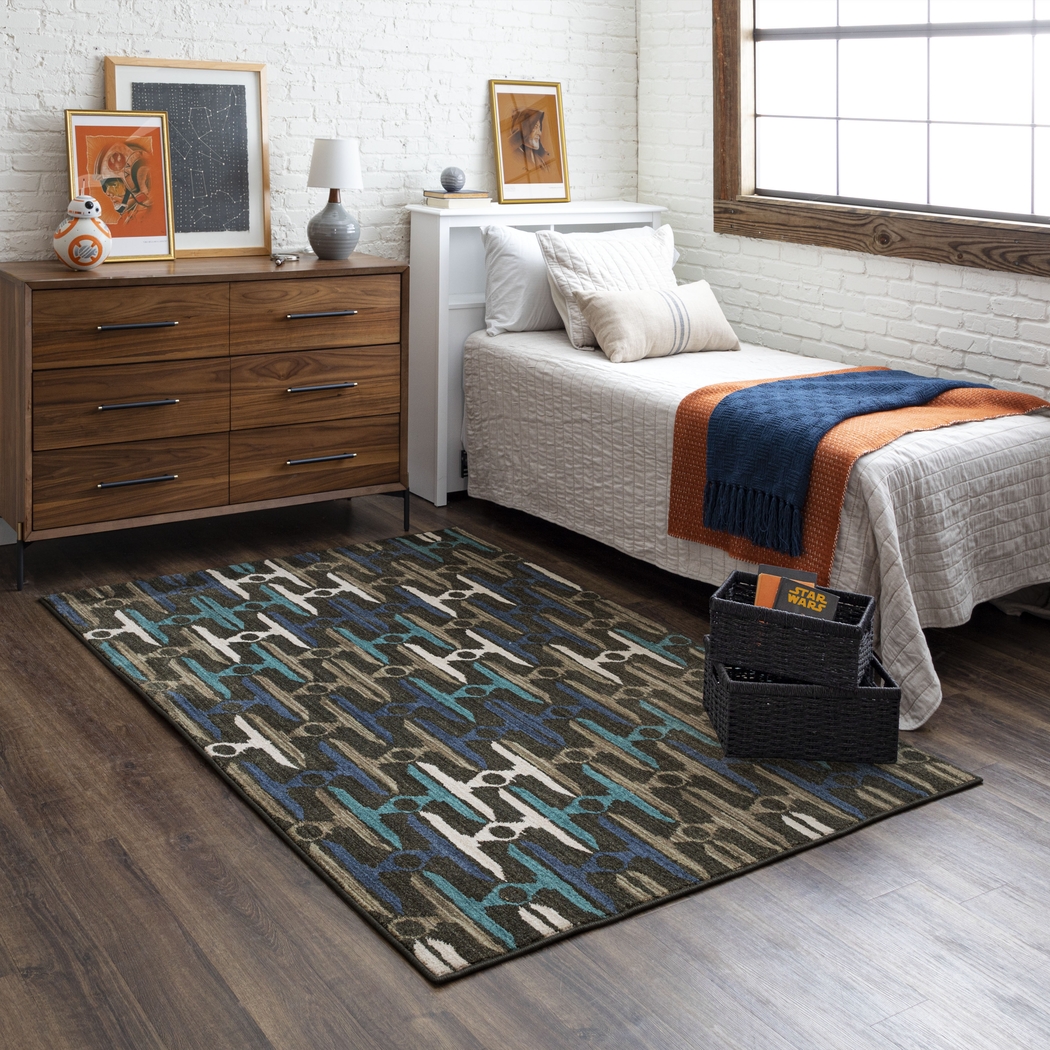 Kids Star Wars Intergalactic TIE Fighters Blue 3'6 x 5' Rug - Thumbnail - Image 2