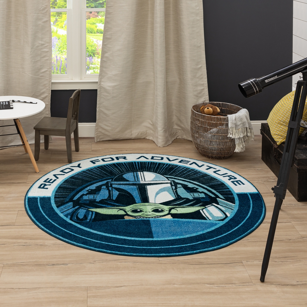 Kids Star Wars Ready For Adventure Blue 8' Round Rug - Thumbnail - Image 3