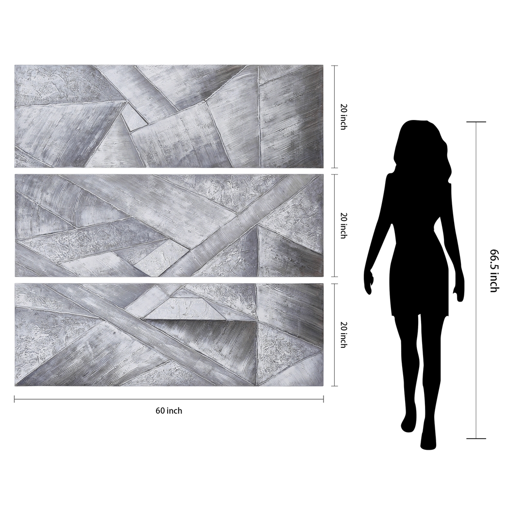 Dividing Thoughts Gray Artwork, Set of 3 - Thumbnail - Image 8