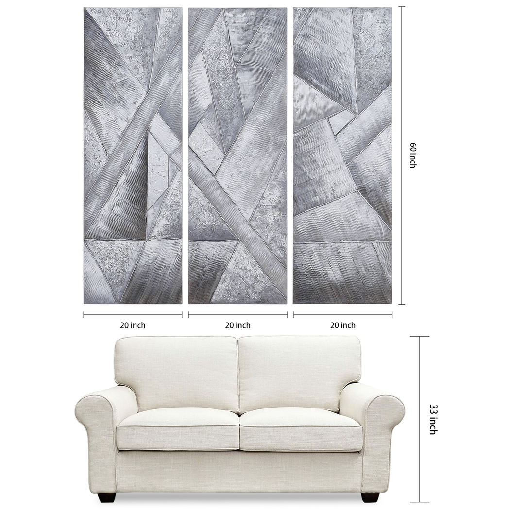 Dividing Thoughts Gray Artwork, Set of 3 - Thumbnail - Image 9