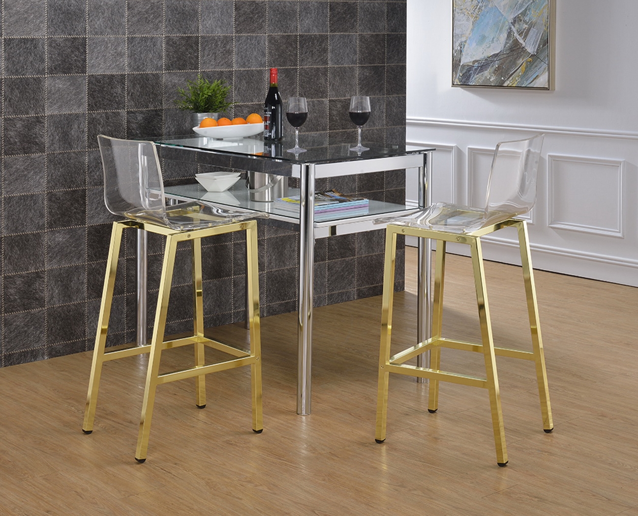 Dixato Gold Bar Stool, Set of 2 - Thumbnail - Image 2