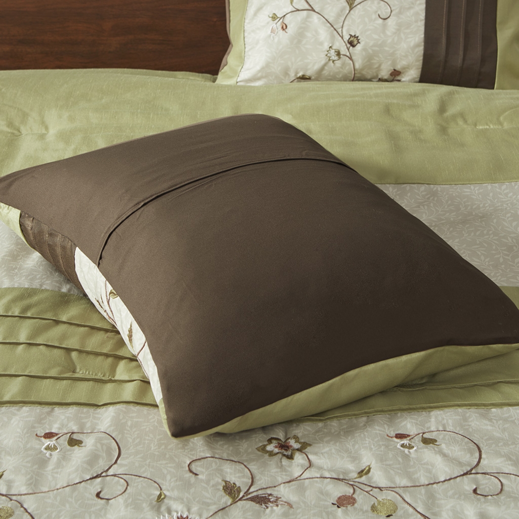 Dodt Green Brown 7 Pc Queen Comforter Set - Thumbnail - Image 7