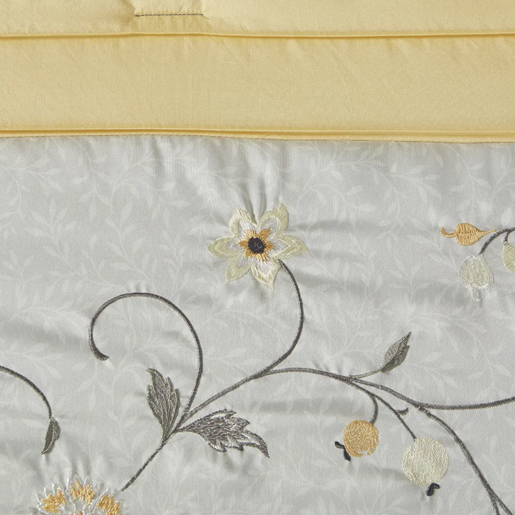 Dodt Yellow Gray 7 Pc California King Comforter Set - Thumbnail - Image 5