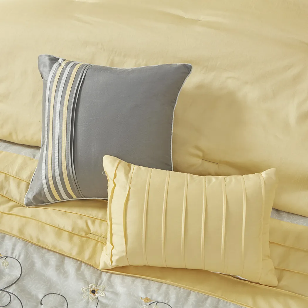 Dodt Yellow Gray 7 Pc California King Comforter Set - Thumbnail - Image 7