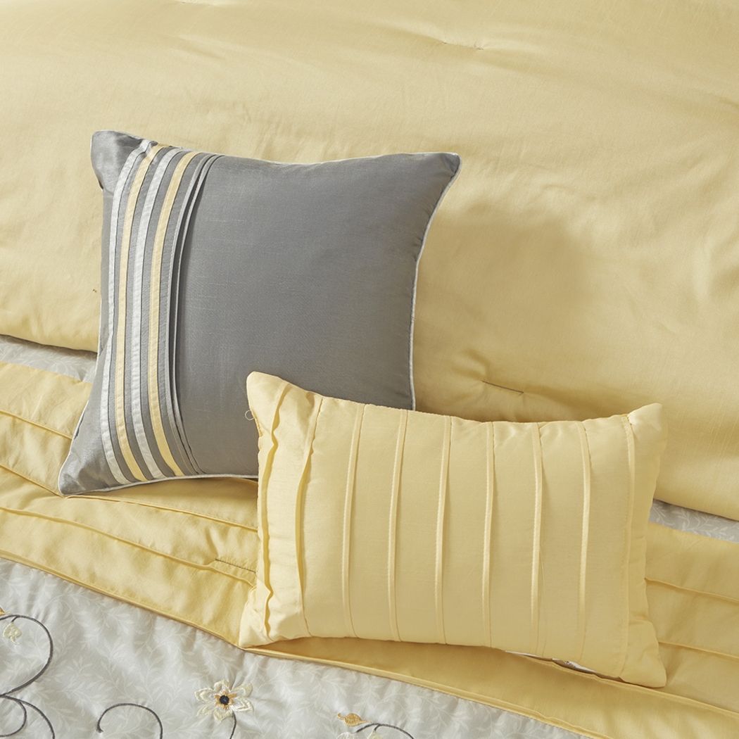 Dodt Yellow Gray 7 Pc King Comforter Set - Thumbnail - Image 7