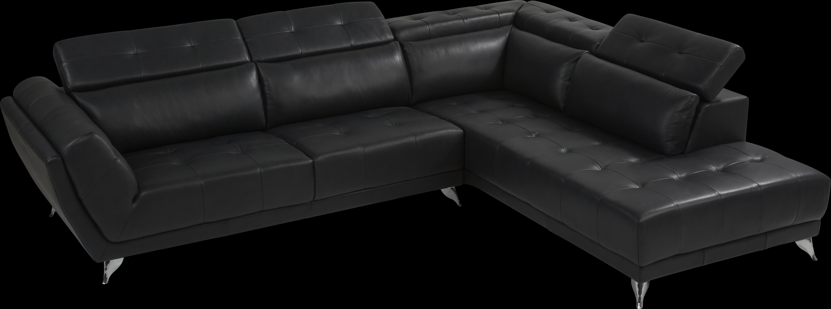 Dolcedo Black 5 Pc Leather Sectional Living Room - Thumbnail - Image 3