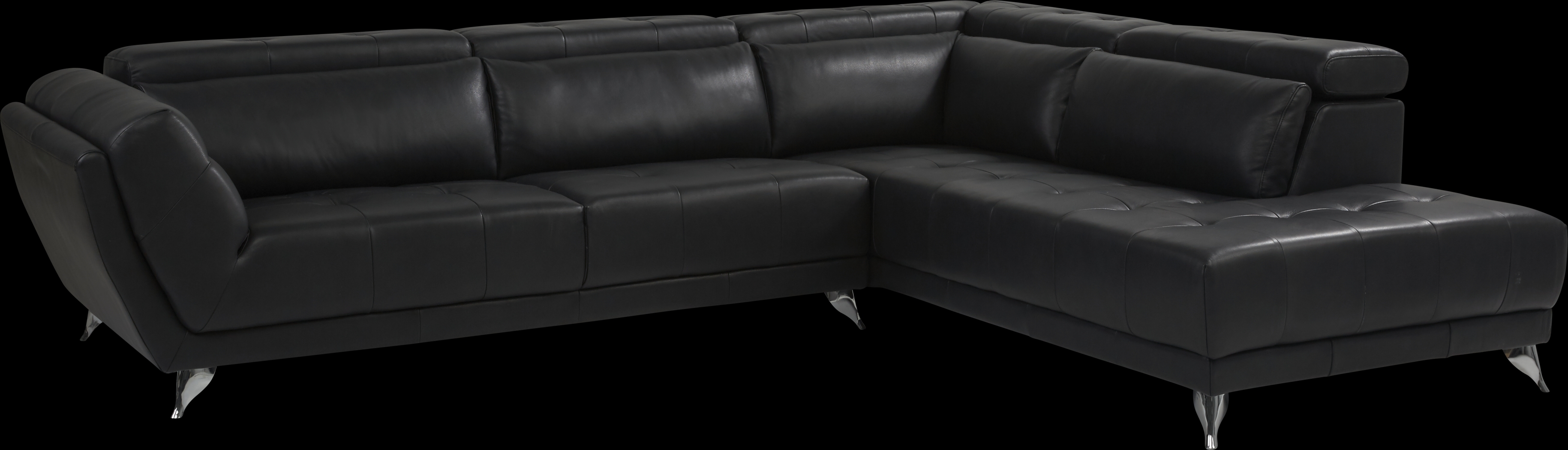 Dolcedo Black 5 Pc Leather Sectional Living Room - Thumbnail - Image 2