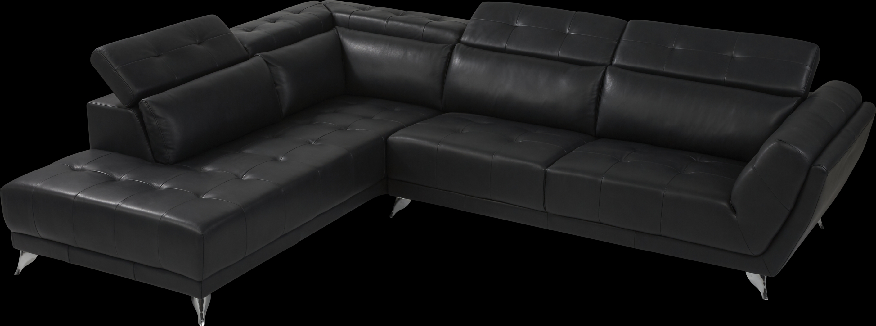 Dolcedo Black 5 Pc Leather Sectional Living Room - Thumbnail - Image 3