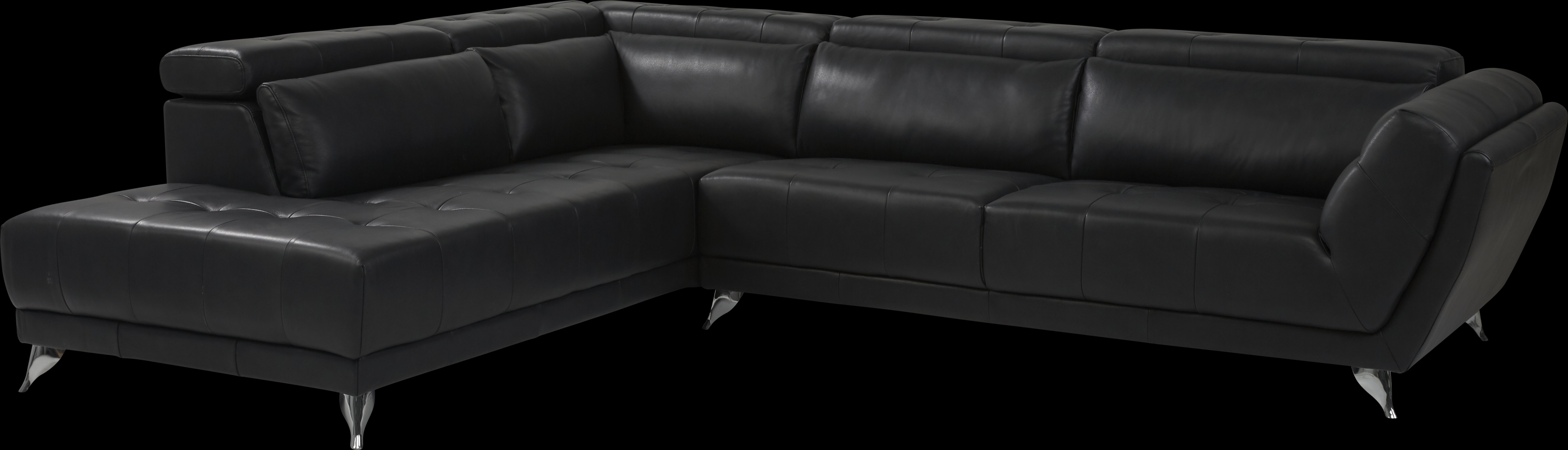 Dolcedo Black 5 Pc Leather Sectional Living Room - Thumbnail - Image 2