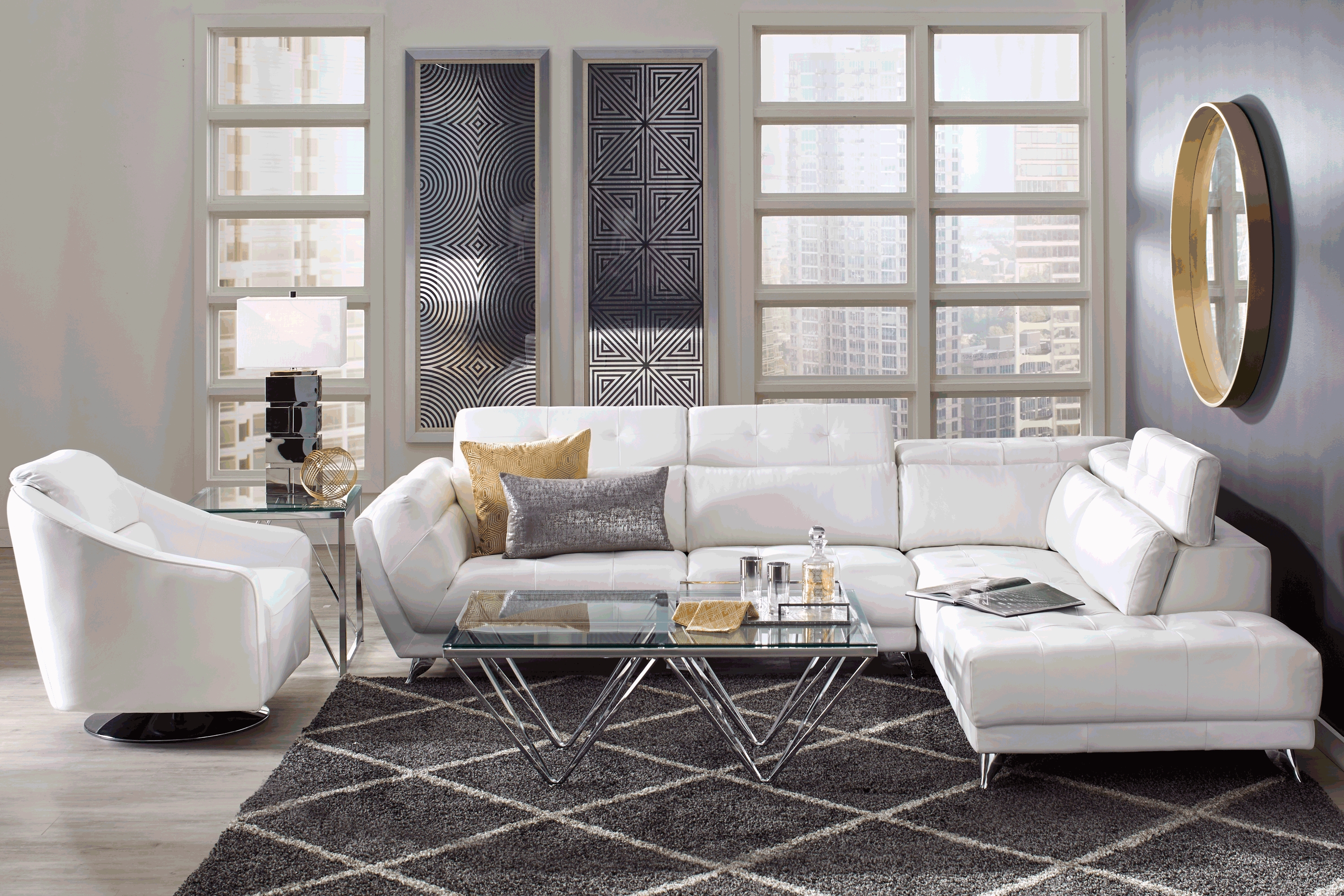 Dolcedo White 2 Pc Leather Sectional - Thumbnail - Image 2