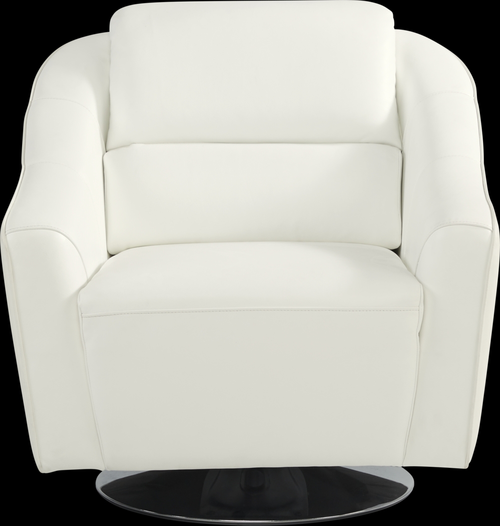 Dolcedo White Leather Swivel Chair - Thumbnail - Image 2