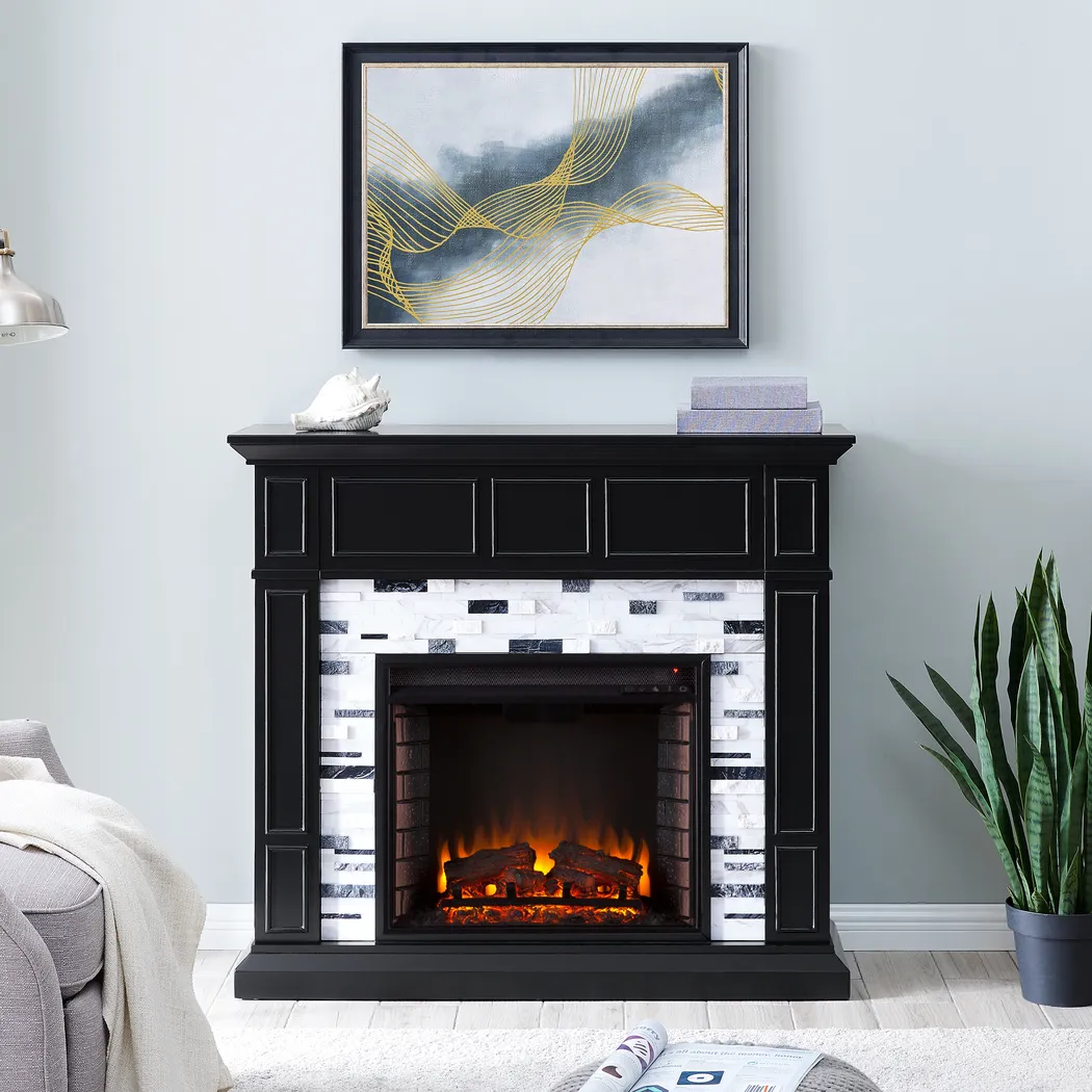 Doliver II Black 45 in. Console With Electric Log Fireplace - Image 9