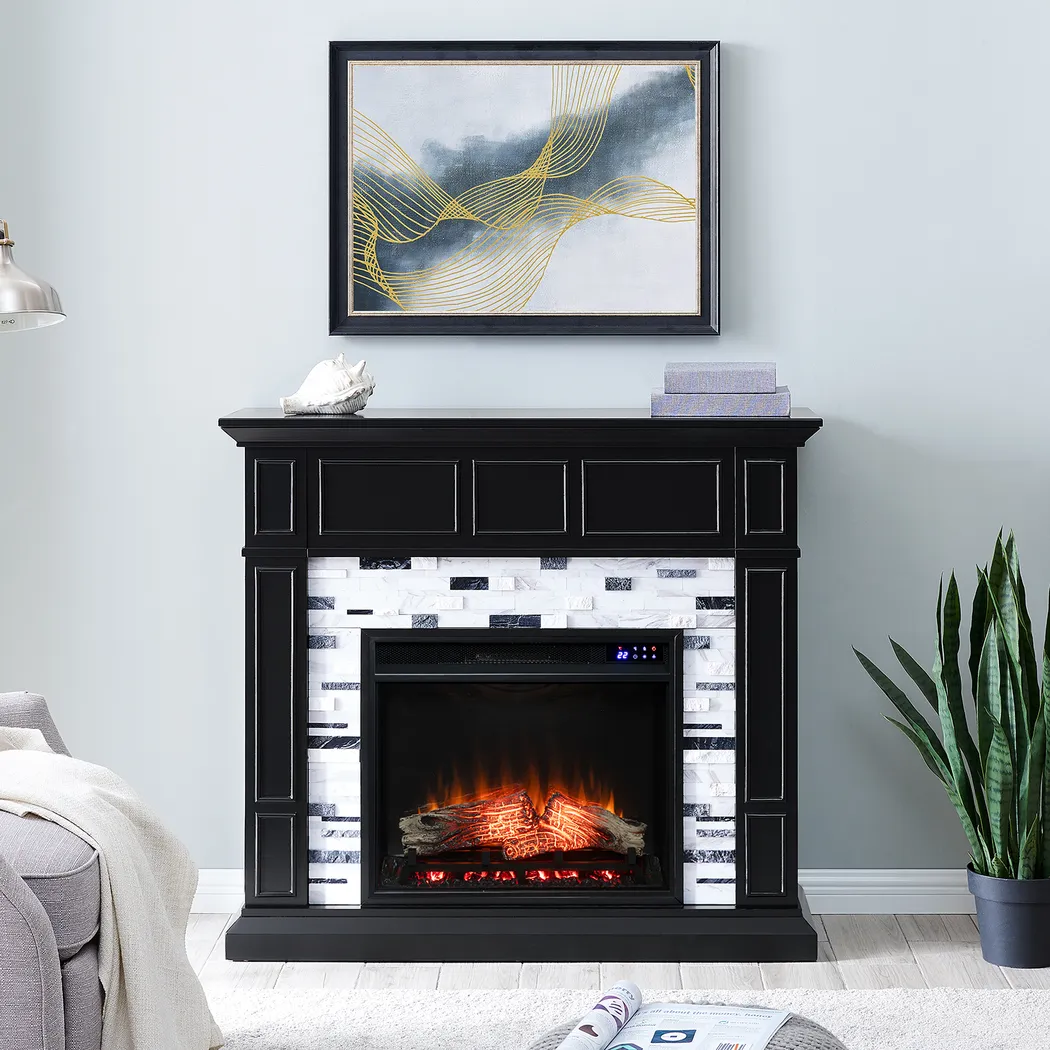 Doliver IV Black 45 in. Console, With Touch Panel Electric Fireplace - Image 7