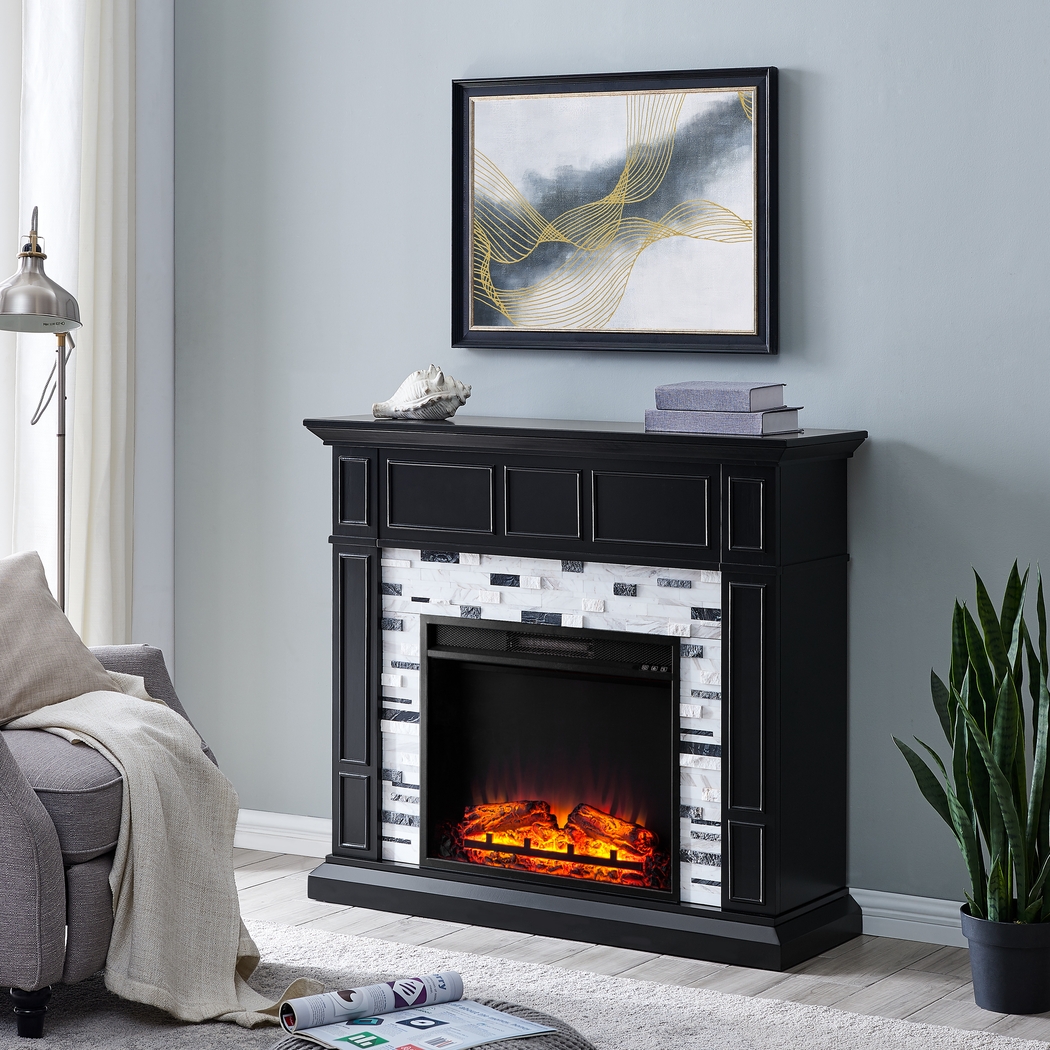 Doliver V Black 46 in. Console with Electric Fireplace - Thumbnail - Image 3
