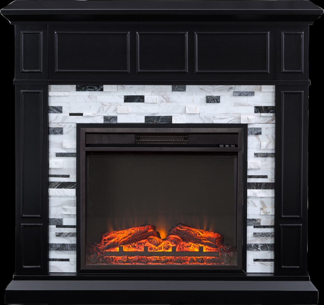 Doliver V Black 46 in. Console with Electric Fireplace - Thumbnail - Image 1