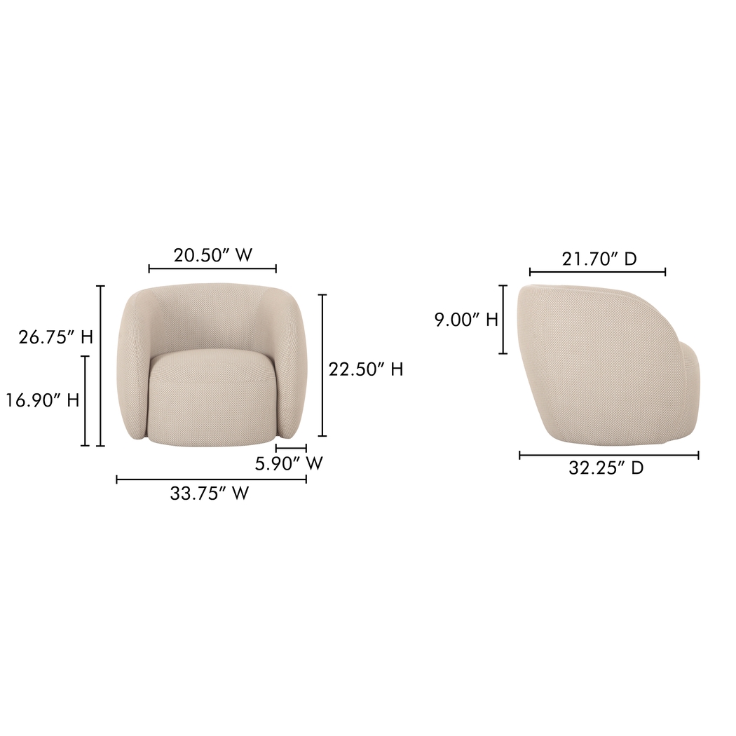 Dollava Beige Accent Chair - Thumbnail - Image 3