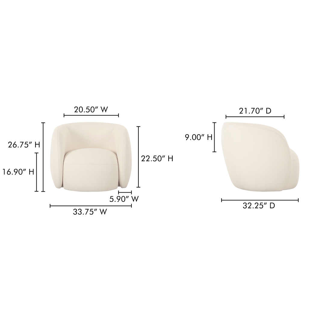 Dollava White Accent Chair - Thumbnail - Image 3