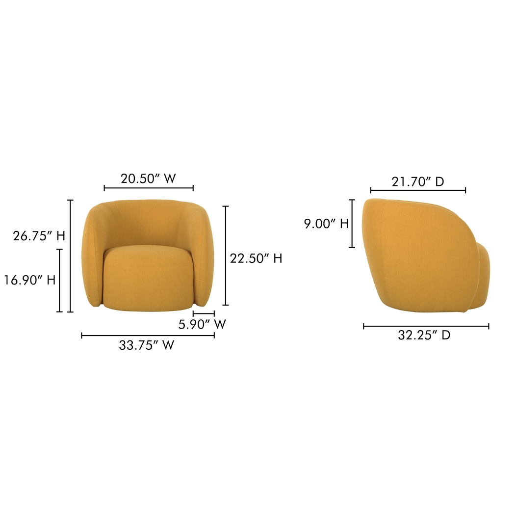 Dollava Yellow Accent Chair - Thumbnail - Image 2