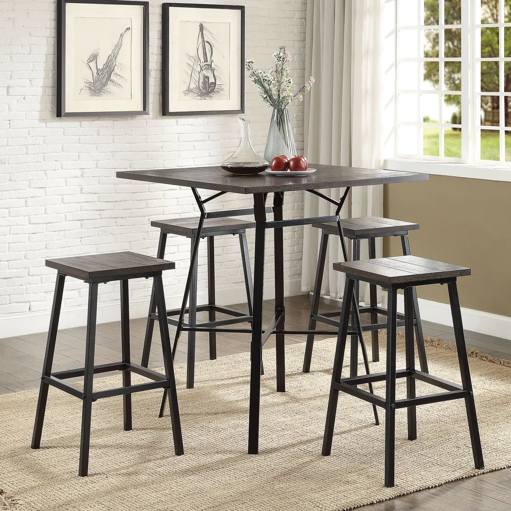 Dolvin Brown 5 Pc Bar Height Dining Set - Thumbnail - Image 2