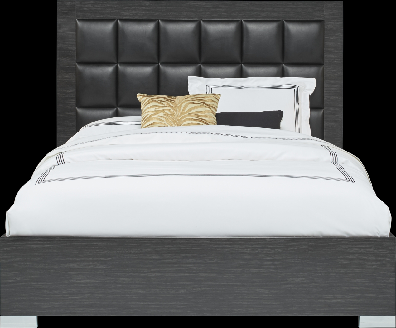 Dominique Black 3 Pc Queen Panel Bed - Thumbnail - Image 1