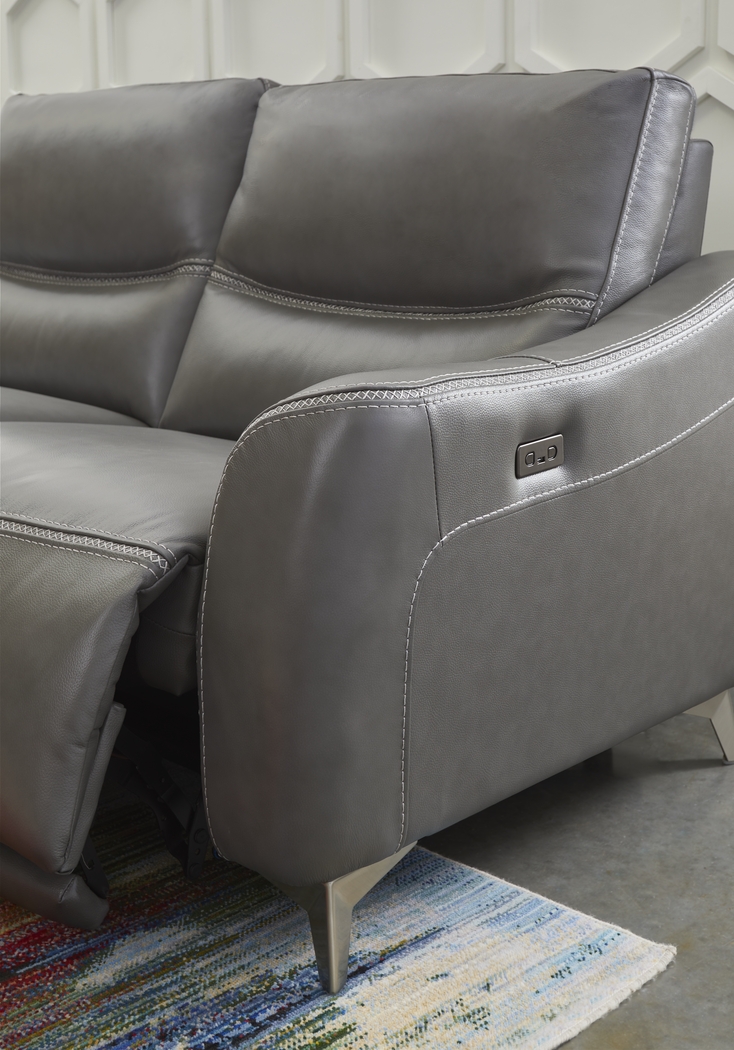 Domio Gray Leather 6 Pc Power Reclining Sectional Living Room - Thumbnail - Image 3