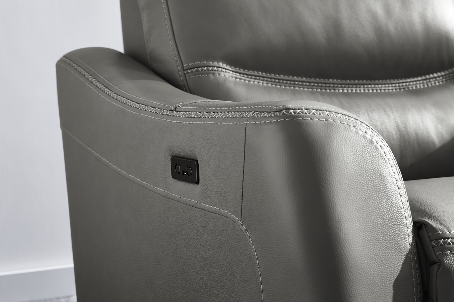 Domio Gray Leather 6 Pc Power Reclining Sectional - Thumbnail - Image 4