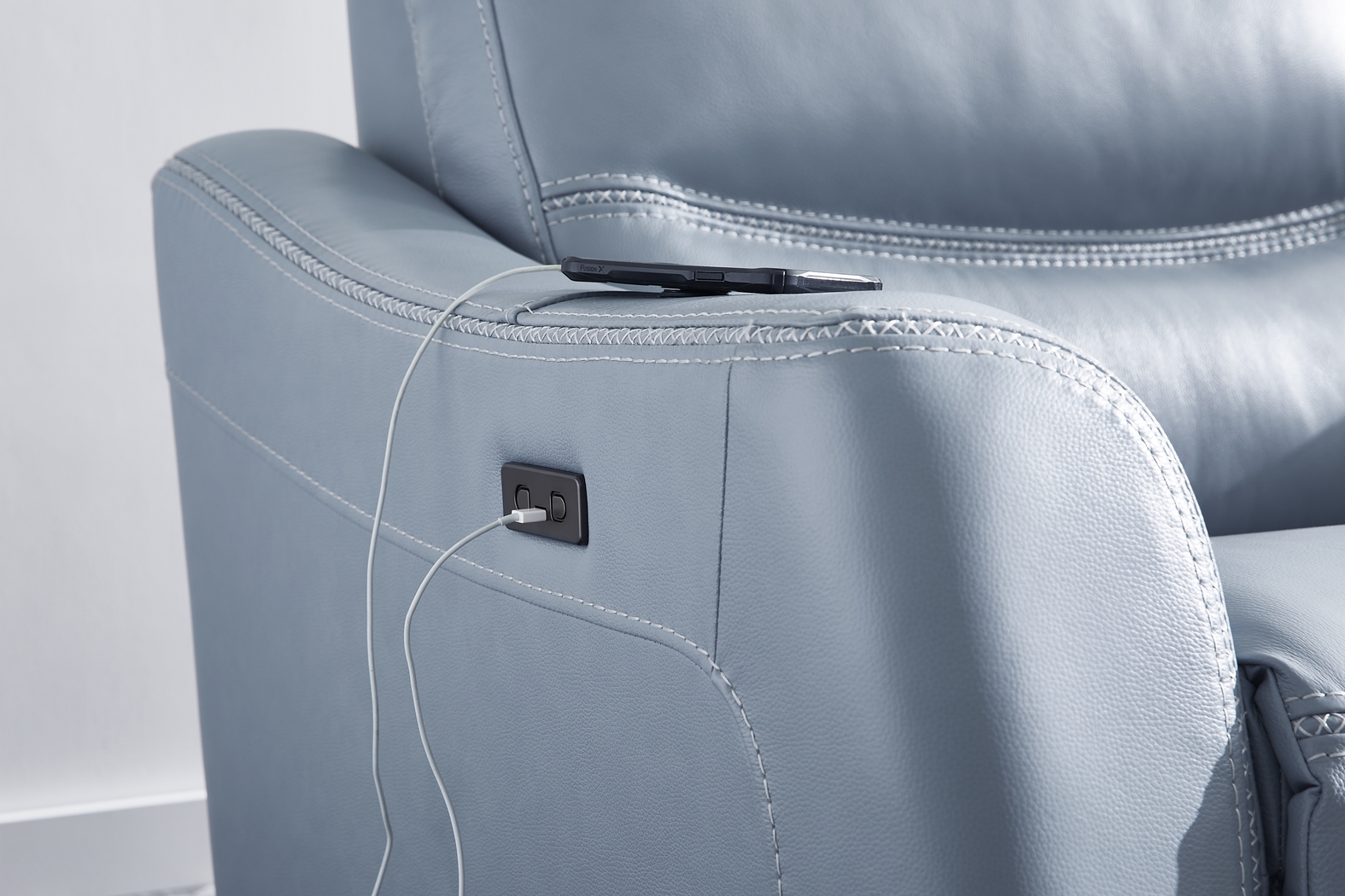 Domio Hydra Leather 6 Pc Power Reclining Sectional - Thumbnail - Image 4