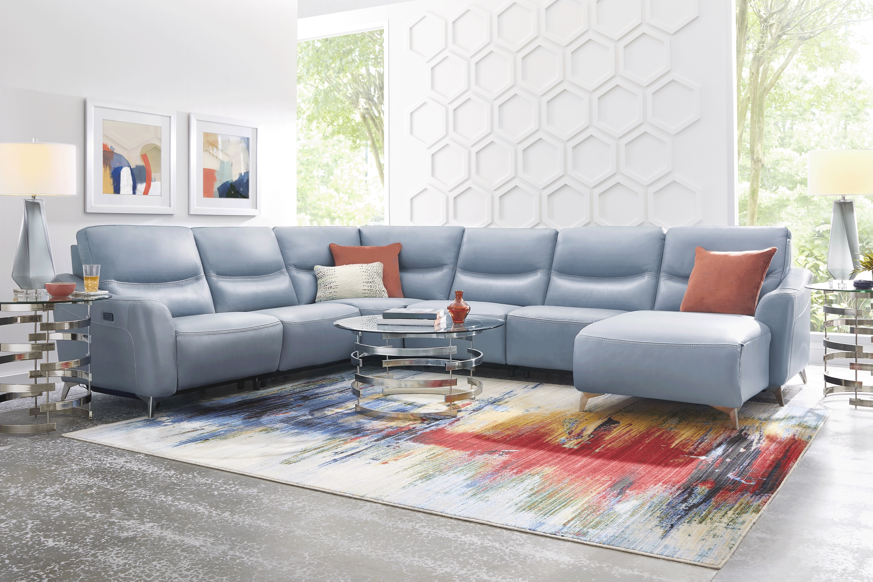 Domio Hydra Leather 6 Pc Power Reclining Sectional - Thumbnail - Image 2