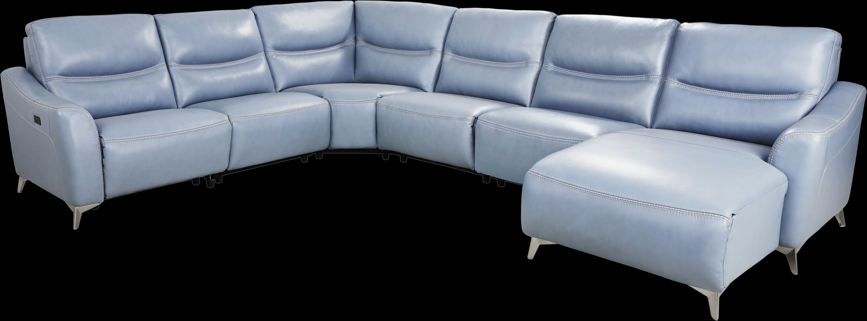 Domio Hydra Leather 6 Pc Power Reclining Sectional - Thumbnail - Image 1