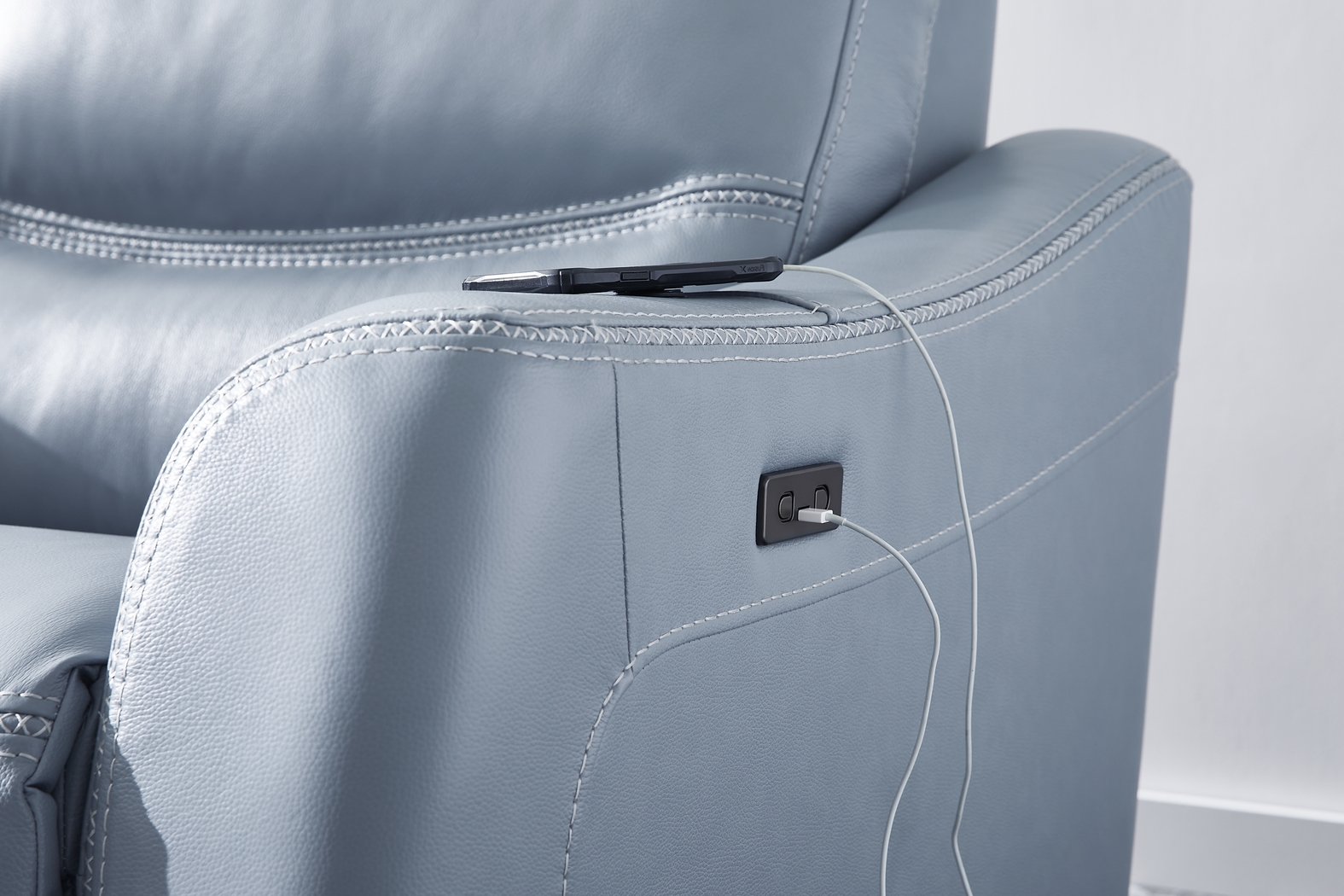 Domio Hydra Leather 6 Pc Power Reclining Sectional - Thumbnail - Image 3