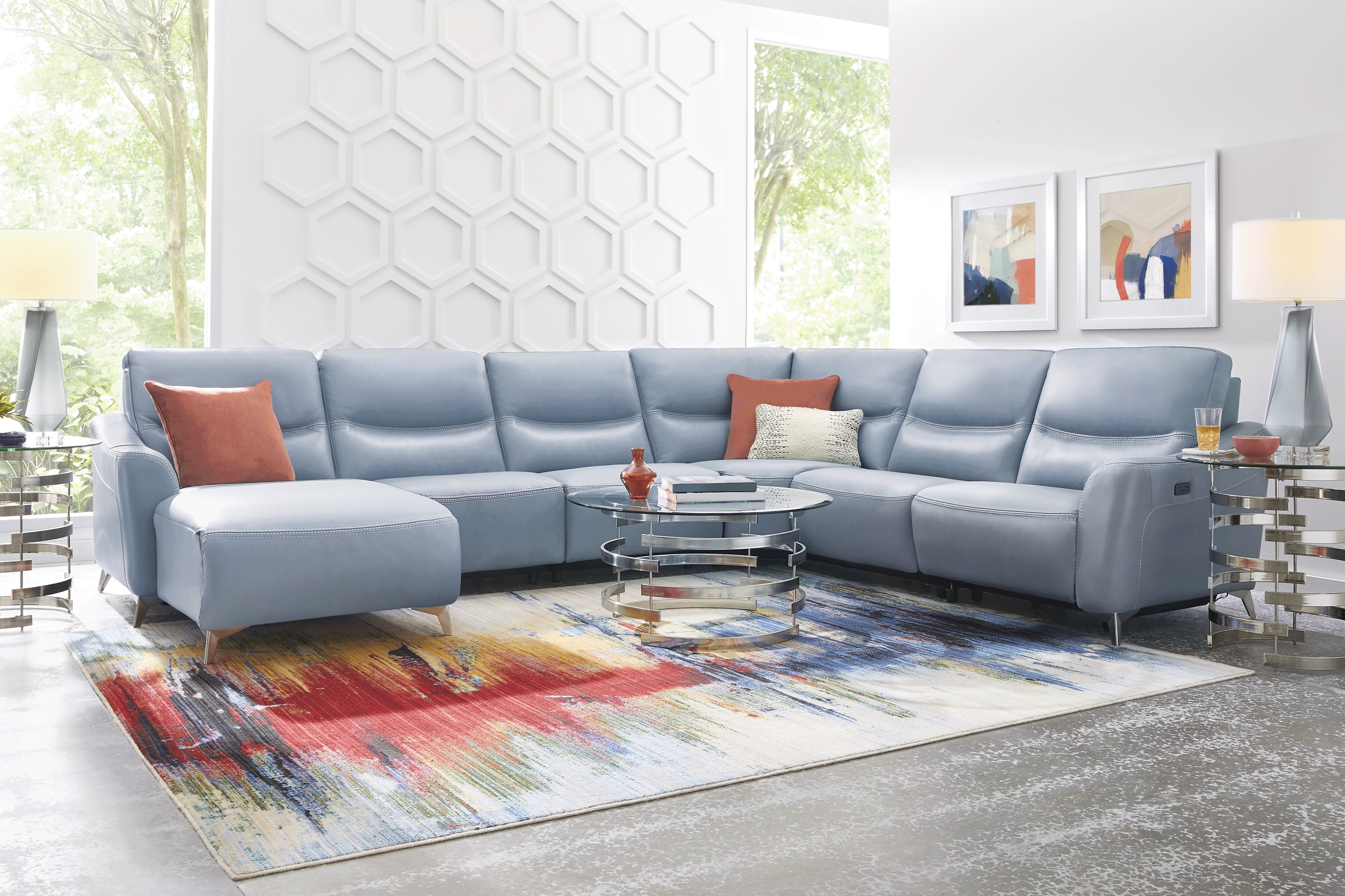 Domio Hydra Leather 6 Pc Power Reclining Sectional - Thumbnail - Image 2