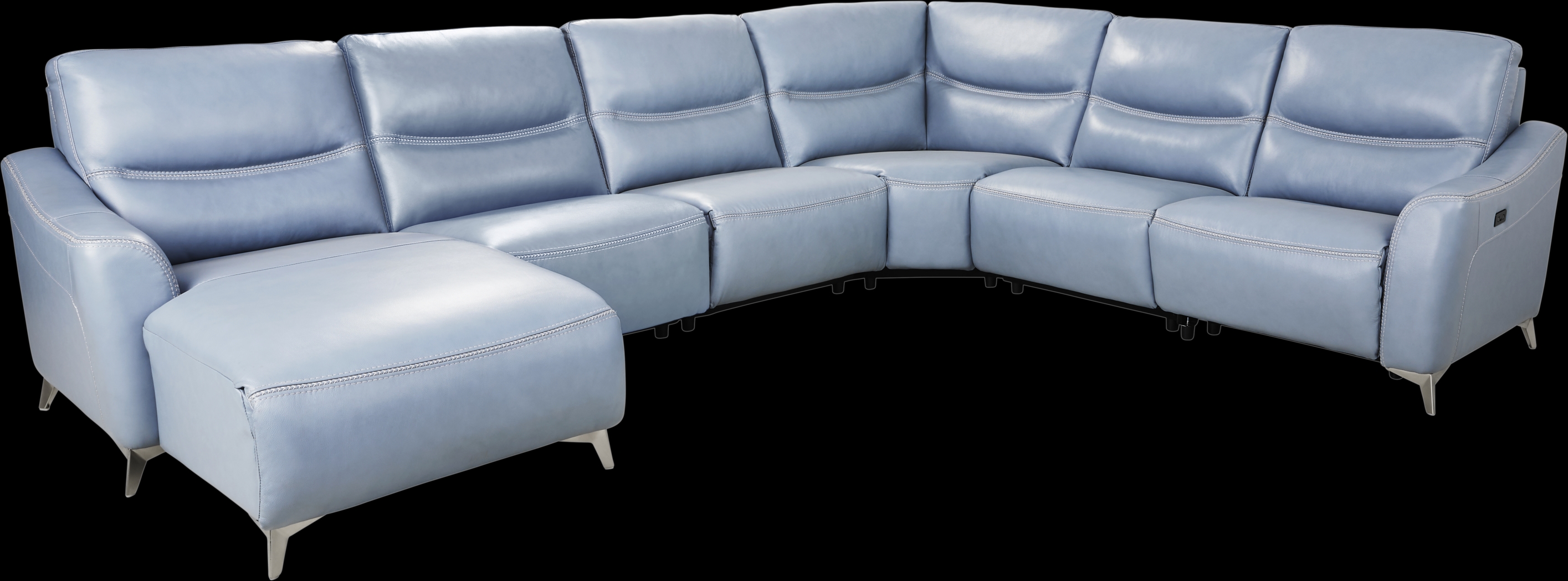 Domio Hydra Leather 6 Pc Power Reclining Sectional - Thumbnail - Image 1