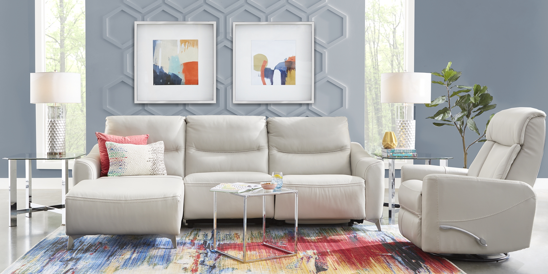 Domio Stone Leather 3 Pc Sectional - Thumbnail - Image 2