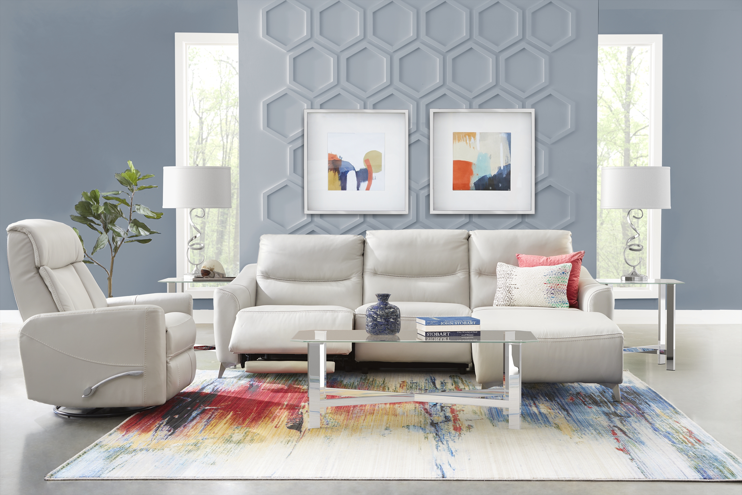 Domio Stone Leather 7 Pc Power Reclining Sectional Living Room - Thumbnail - Image 1