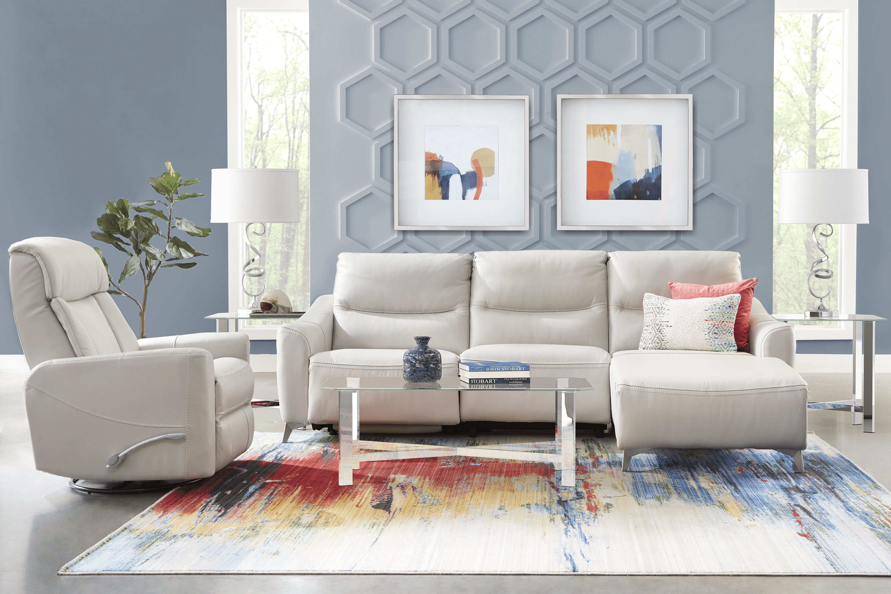 Domio Stone Leather 7 Pc Sectional Living Room - Thumbnail - Image 1