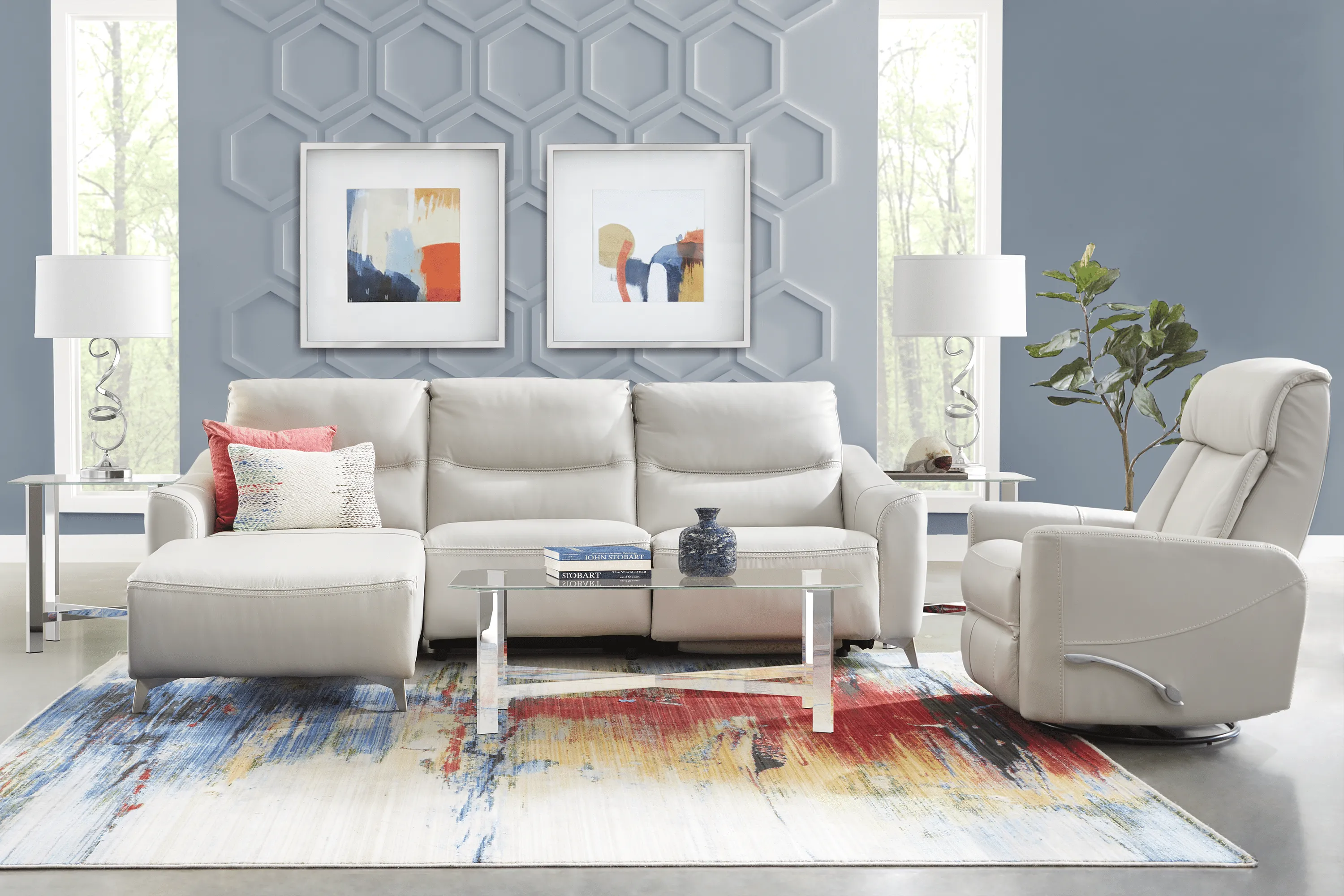 Domio Stone Leather 7 Pc Sectional Living Room - Thumbnail - Image 1