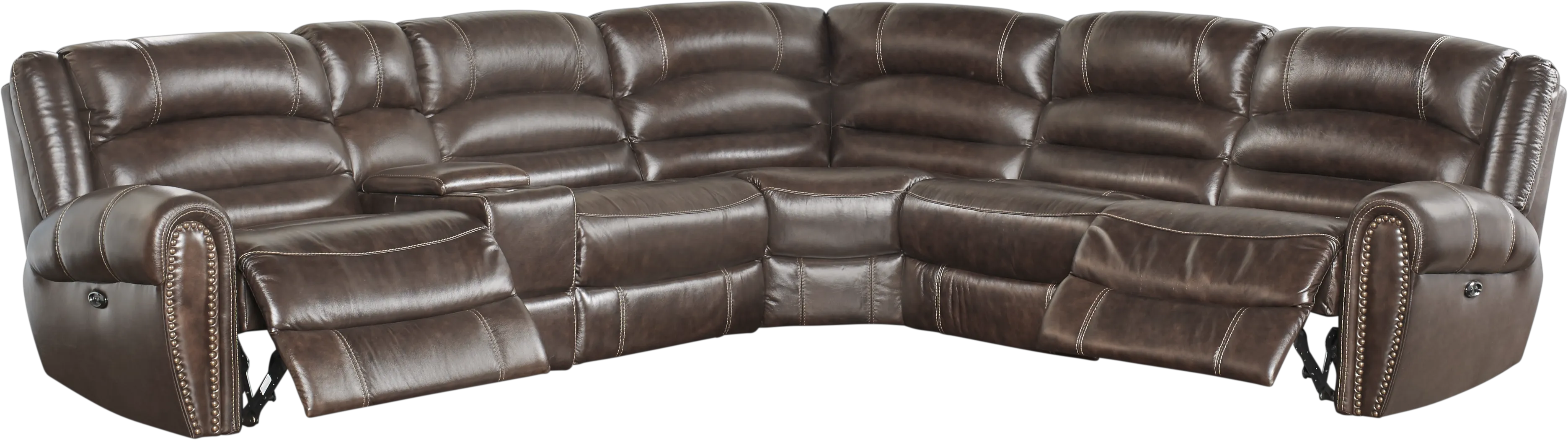 Donelle Brown Leather 6 Pc Power Reclining Sectional - Thumbnail - Image 3