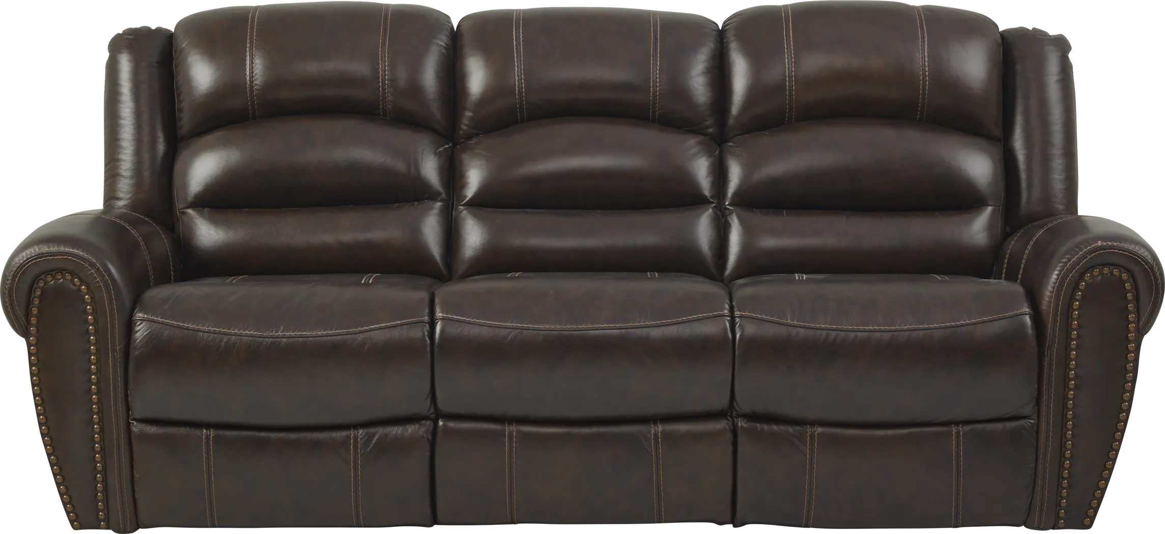 Donelle Brown Leather Reclining Sofa - Thumbnail - Image 1