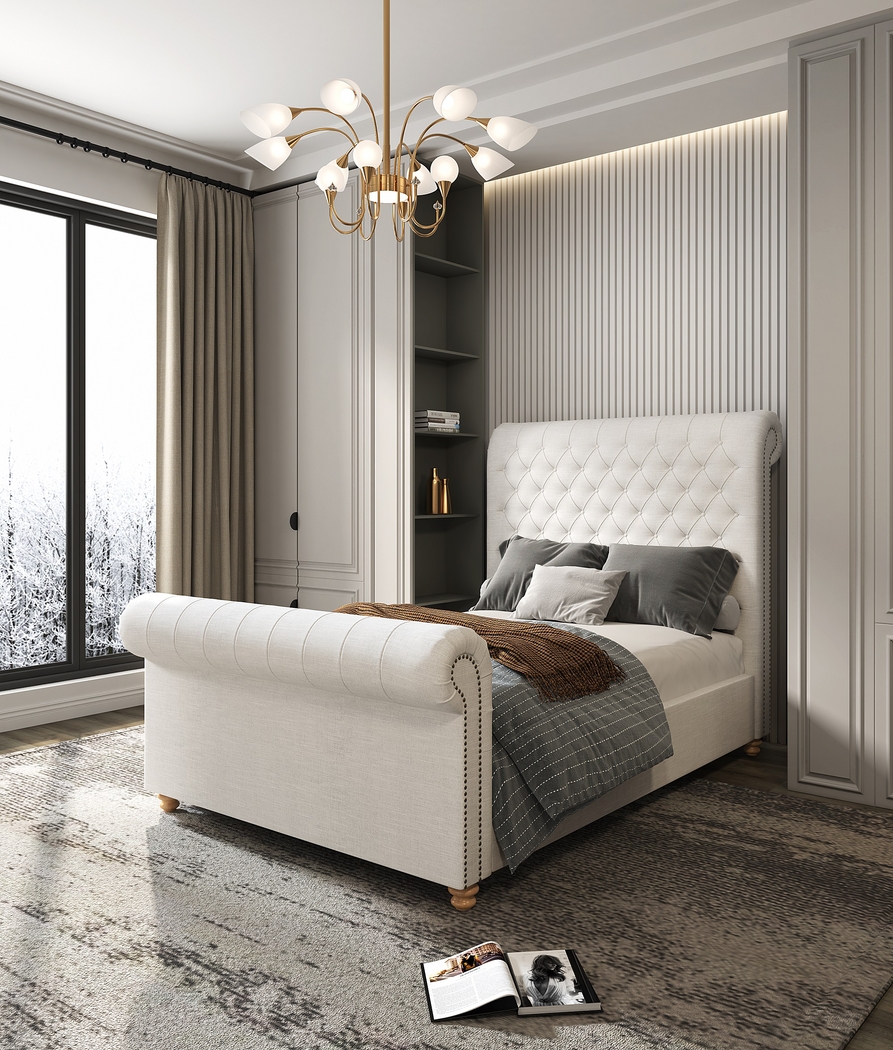 Donlon Cream Queen Bed - Thumbnail - Image 2