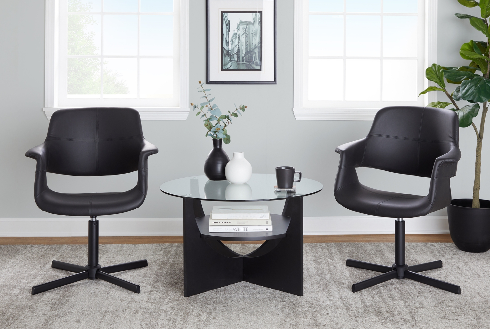 Donneita Black Swivel Accent Chair - Thumbnail - Image 2
