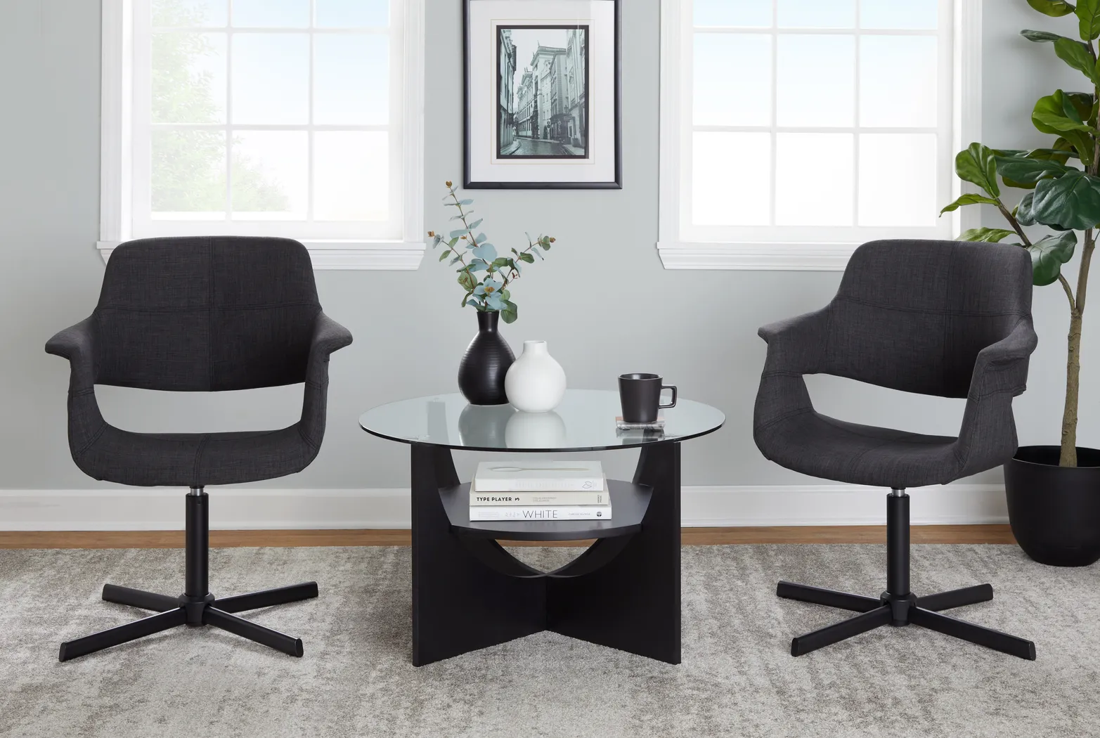 Donneita Charcoal Swivel Accent Chair - Thumbnail - Image 2