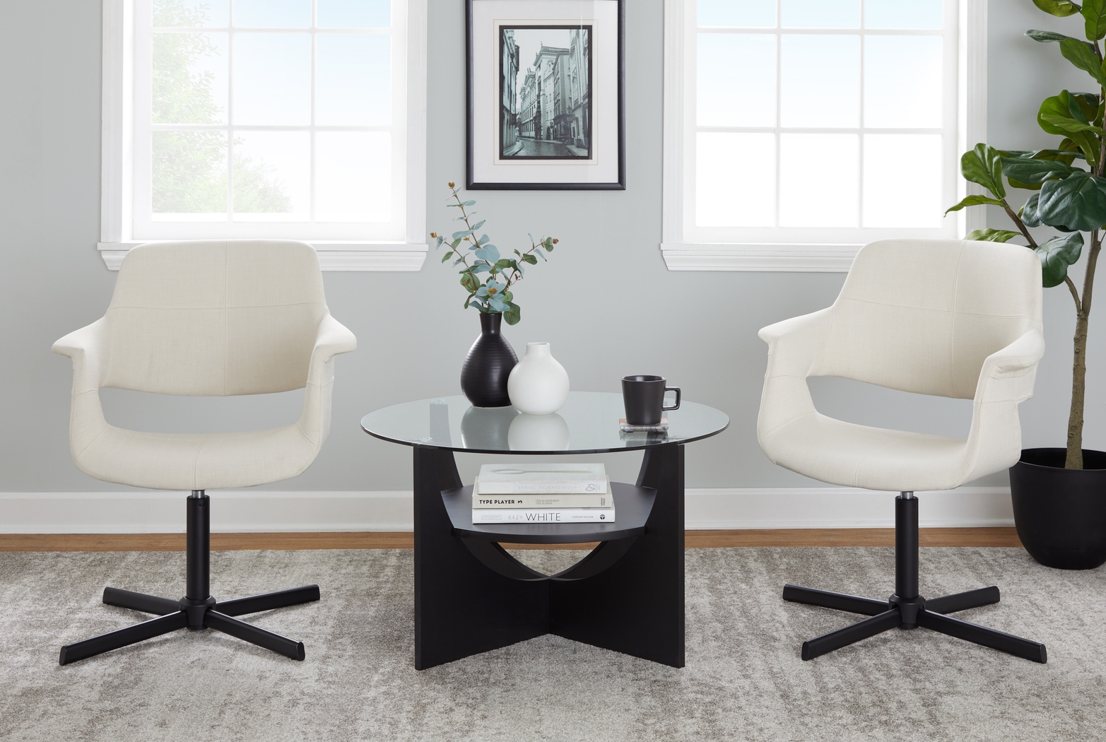 Donneita Cream Swivel Accent Chair - Thumbnail - Image 2