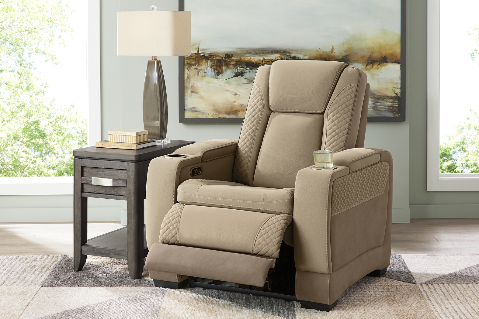 Donovan Park Beige 8 Pc Living Room with Dual Power Reclining Sofa - Thumbnail - Image 16